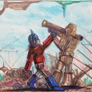 Set of 10 Artsy Transformers Battle Optimus Prime Postcard