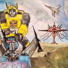 Set of 10 Artsy Transformers Bumble Bee Postcard