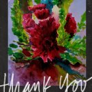 Thank You Card Set of 12 Red Floral