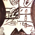 Faced in Sadness with India Ink on Paper