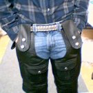 Black Leather Motorcycle Chaps, New Style Size 2XL