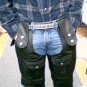 Black Leather Motorcycle Chaps, New Design, Size 4XL - Four Extra Large