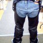 Black Leather Motorcycle Chaps, New Design, Size 2XS Two Extra Small
