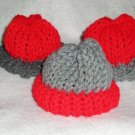 Red-Gray Knit Cap Hat for Sock Monkey/doll NEW Handmade