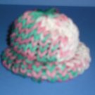Green-Pink-White varigated Knit Cap Hat Sock Monkey doll Handmade