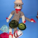 Pastel Peach knit Cap Hat Sock Monkey or doll Handmade NEW!