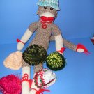 Pastel Pink-Blue etc  knit Cap Hat Sock Monkey or doll Handmade NEW!