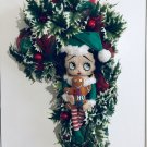 NEW HANDMADE BETTY BOOP CHRISTMAS WREATH BETTY BOOP WREATH CANDY CANE SHAPE