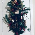 NEW HANDMADE COUNTRY STYLE SNOWMAN WREATH PINE WINTER CHRISTMAS WREATH