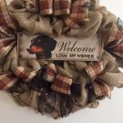 NEW HANDMADE DACHSHUND DOG WELCOME WREATH LOVE MY WIENER DOG WREATH