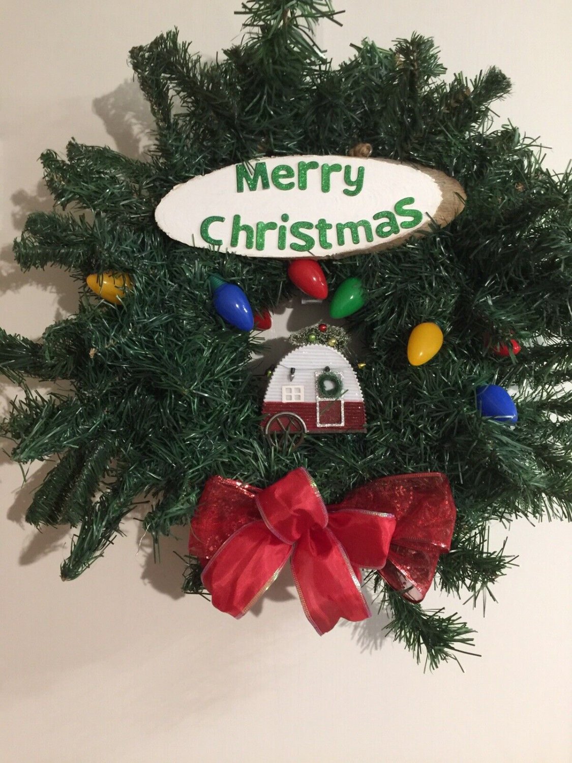 NEW HANDMADE CAMPER BLINKING LIGHTS CHRISTMAS WREATH CAMPING TRAVEL TRAILER