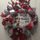 NEW HANDMADE RED SILVER SNOWMAN CHRISTMAS WREATH HEAVEN AND NATURE SING CARDINAL