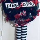 NEW HANDMADE OZ RUBY SLIPPERS WICKED WITCH HALLOWEEN WREATH STRIPED LEGS