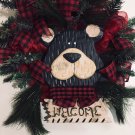 NEW HANDMADE 24” MOUNTAIN COUNTRY BEAR WREATH BUFFALO PLAID WELCOME WREATH CABIN