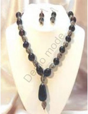 Black and Silver Necklace with matching earrings