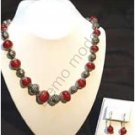 Red and Silver Necklace with matching earrings