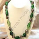 Green Necklace with Silver Beads