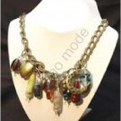 Multi-Colored Necklace with Brass Beads