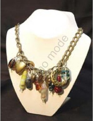 Multi-Colored Necklace with Brass Beads