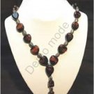 Brown and Black Necklace with Silver Beads