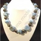 Light Blue Necklace with Silver Beads