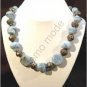 Light Blue Necklace with Silver Beads