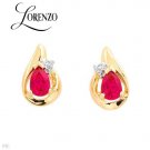 1.11 Diamond and Created Rubies Earrings