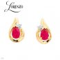 1.11 Diamond and Created Rubies Earrings