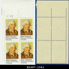 1981 USA MNH Sc# 1941 Plate# Block of Four – 20c John Hanson - 1981 Commemoratives