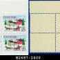 1988 USA MNH Sc# 2400 Plate# Block of Four – 25c Sleigh and Village Scene - 1988 Christmas Issue