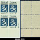 1967 USA MNH Sc# 1334 Plate# Block of Four – 5c Finnish Coat of Arms – 1967 Finnish Independence