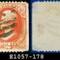 1875 USA USED Scott# 178 – 2c Vermillion Jackson American rinting– 1875 Regular Issue