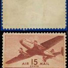1941-44 USA UNUSED C28 – 15c Brown Carmine Twin-Motored Transport Plane – 1941-44 Airmail Issue