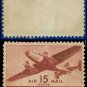 1941-44 USA UNUSED C28 – 15c Brown Carmine Twin-Motored Transport Plane – 1941-44 Airmail Issue