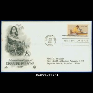 USA FDC Scott# 1925 &acirc;�� Jun 29, 1981 &acirc;�� Disabled Persons on Cachet Addressed Cover E4859