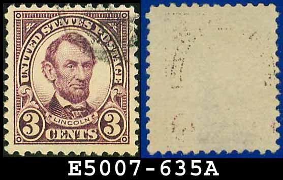 1926-28 USA USED Scott# 635 - 3c Violet Lincoln - 1926-28 Regular Issue