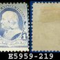 1890-93 USA UNUSED Scott# 219 – 1c Dull Blue Franklin – 1890-93 Regular Issue