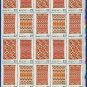 1986 USA UNUSED Scott# 2235-38 - 22c Navajo Blankets Partial Sheet of 25 stamps – E4116