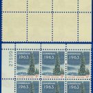 1963 USA MNH UNUSED Scott# 1240 Plate# Block of Six – 5c National Christmas Tree– 1963 Christmas