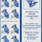 1996 USA UNUSED Sc# 3048 - 20c Blue Jay S/A Booklet of 10 stamps – Flora & Fauna Series E0452