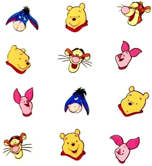 WINNIE THE POOH & FRIENDS Micro Sandylion Stickers - 1 square ~VINTAGE~