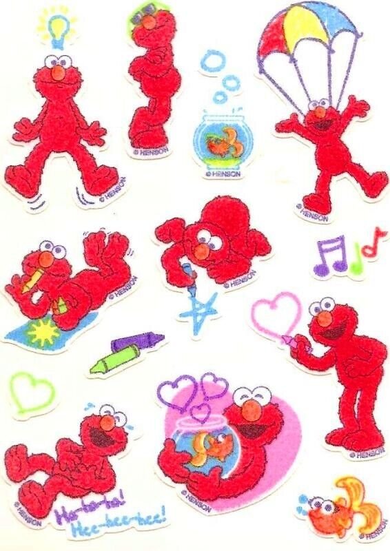 Rare Maxi Fuzzy Elmo Sandylion Stickers Vintage