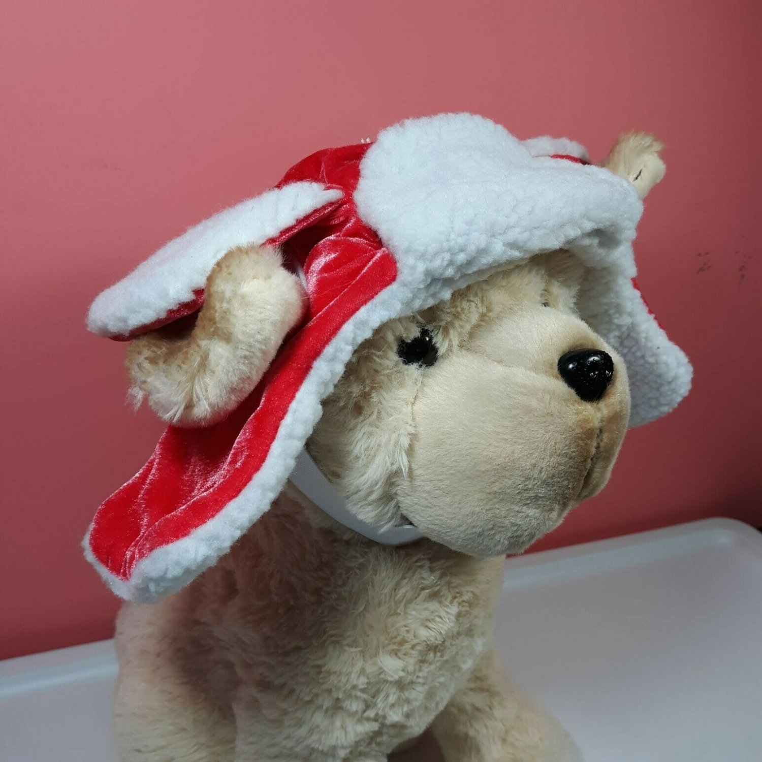 Dog Trapper Hat Pet Costume Red & White Size M/L Brand New