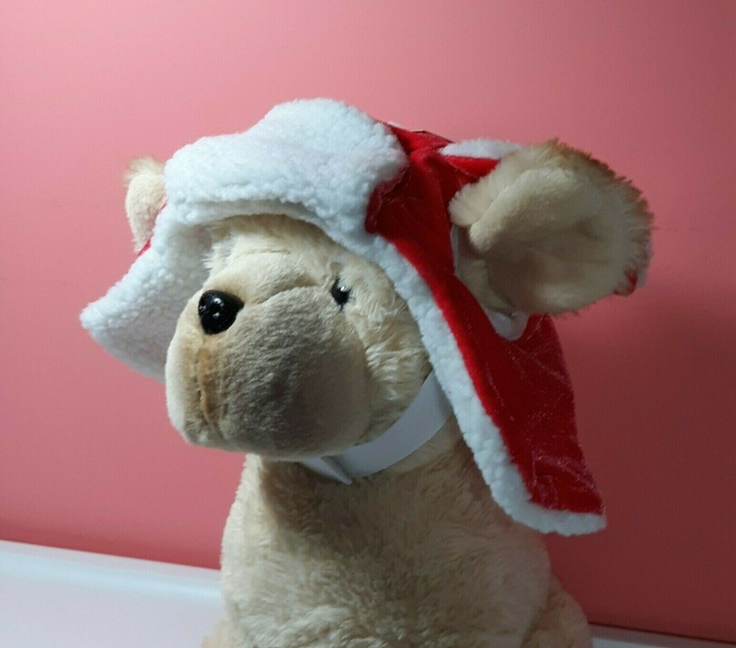 Dog Trapper Hat Pet Costume Red & White Size M/L Brand New