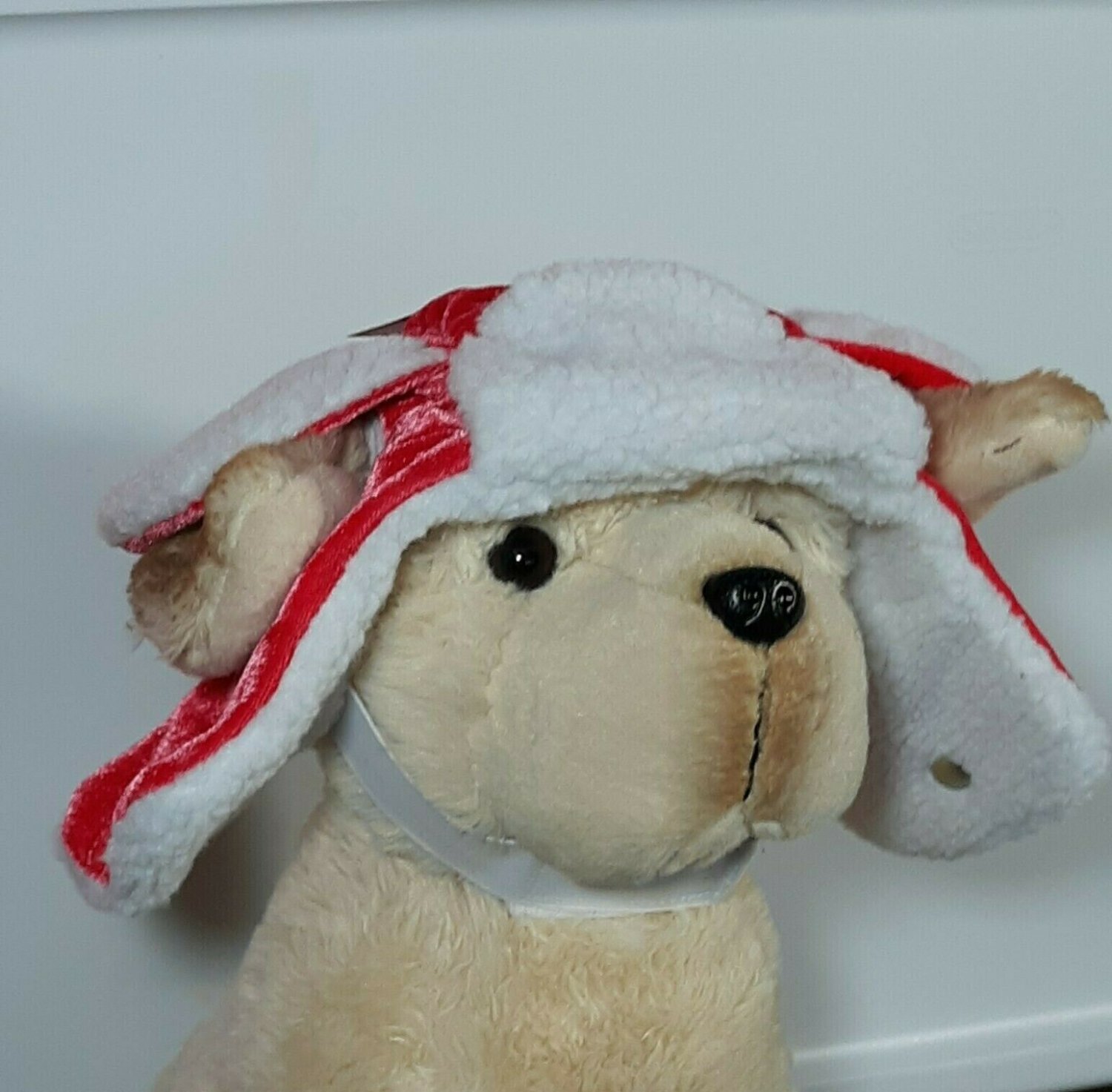 Dog Trapper Hat Pet Costume Red & White Size M/L Brand New