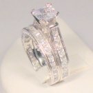 SZ 8 - 3 CT PRINCESS ANTIQUE WEDDING ENGAGEMENT RING SET
