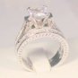 SZ 8 - 3 CT PRINCESS ANTIQUE WEDDING ENGAGEMENT RING SET