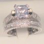 SZ 8 - 3 CT PRINCESS ANTIQUE WEDDING ENGAGEMENT RING SET