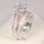 SZ 6 - 3 CT PRINCESS ANTIQUE WEDDING ENGAGEMENT RING SET