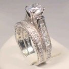 3 CT ROUND PRINCESS ANTIQUE ENGAGEMENT RING SET - SZ 5 6 7 8 9